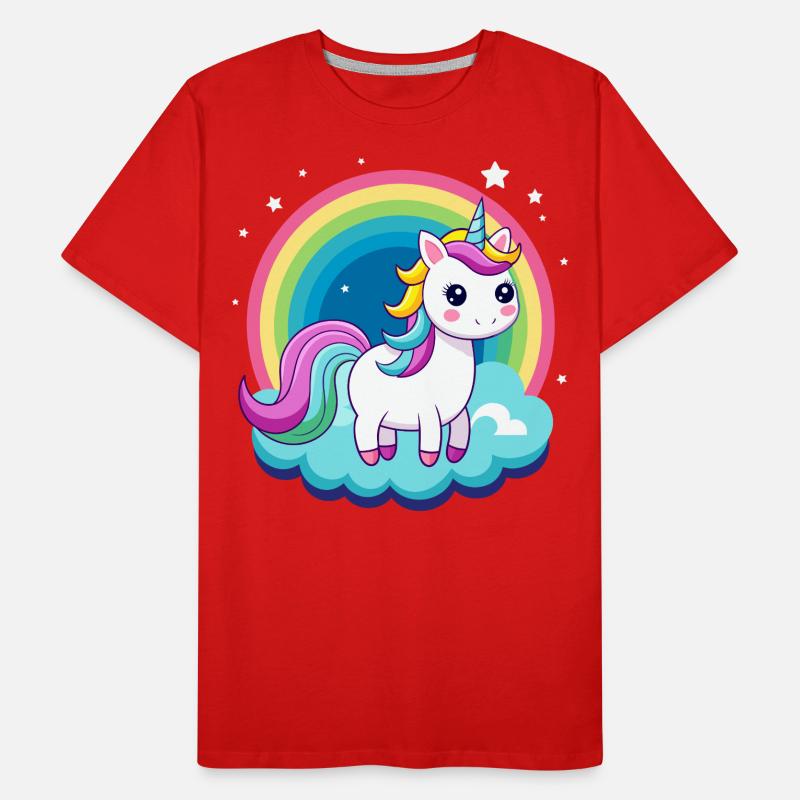 Süßes Regenbogen-Einhorn Männer Premium Bio T-Shirt