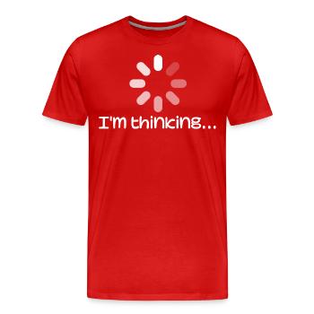 Graphic I'm thinking - Funny - T-shirt bio Premium Homme - rouge - Devant - Damien (186cm)