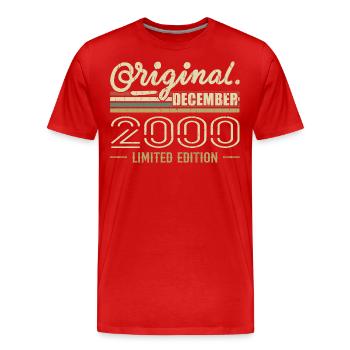 Dezember 2000 Jubiläum Dezember 2000 Dezember - Männer Premium Bio T-Shirt - Rot - Vorne - Damien (186cm)