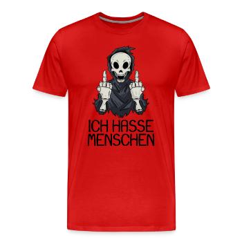Ich hasse Menschen - Männer Premium Bio T-Shirt - Rot - Vorne - Damien (186cm)