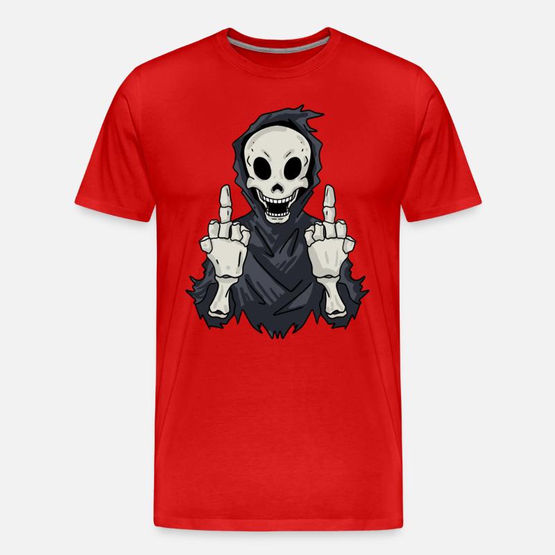 Sensenmann zeigt Mittelfinger - Männer Premium Bio T-Shirt - Rot