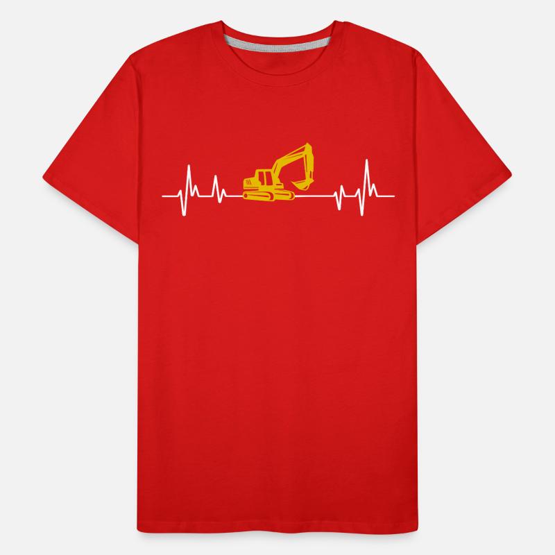 Bagger Baustelle Heartbeat Bagger Männer Premium Bio T-Shirt
