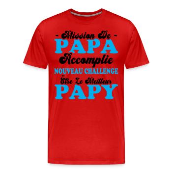Nouveau Challenge Être Le Meilleur Papy - T-shirt bio Premium Homme - rouge - Devant - Damien (186cm)