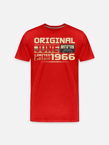 June 1966 Vintage Born In June 1966 Birthday - Men's Premium Organic T-Shirt - red