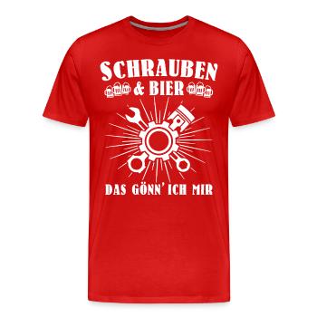 Schrauber Bier Schrauben Autoschrauber Biertrinker - Männer Premium Bio T-Shirt - Rot - Vorne - Damien (186cm)