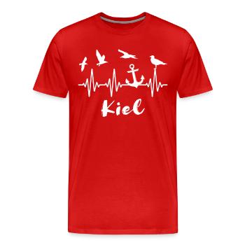 Kiel EKG Kieler Herzlinie - Männer Premium Bio T-Shirt - Rot - Vorne - Damien (186cm)