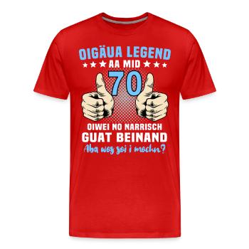 Allgäuer 70. Geburtstag 70 Jahre Allgäu - Männer Premium Bio T-Shirt - Rot - Vorne - Damien (186cm)