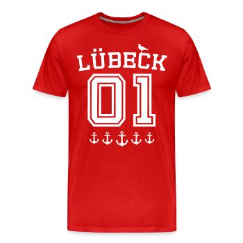 Lübeck Dictons Ville hanséatique de Luebeck - T-shirt bio Premium Homme - rouge - Devant - Damien (186cm)