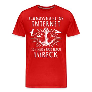 Lübeck Sprüche Hansestadt Luebeck - Männer Premium Bio T-Shirt - Rot - Vorne - Damien (186cm)