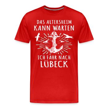 Lübeck Sprüche Hansestadt Luebeck - Männer Premium Bio T-Shirt - Rot - Vorne - Damien (186cm)