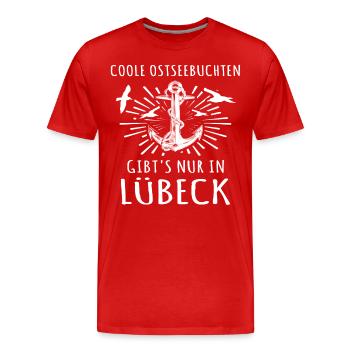 Lübeck Luebeck - Männer Premium Bio T-Shirt - Rot - Vorne - Damien (186cm)