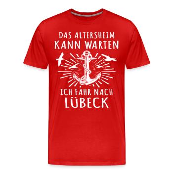 Lübeck Luebeck - Männer Premium Bio T-Shirt - Rot - Vorne - Damien (186cm)