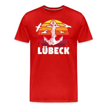Lübeck Sprüche Hansestadt Luebeck - Männer Premium Bio T-Shirt - Rot - Vorne - Damien (186cm)