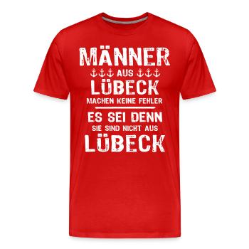Lübeck Sprüche Hansestadt Luebeck - Männer Premium Bio T-Shirt - Rot - Vorne - Damien (186cm)