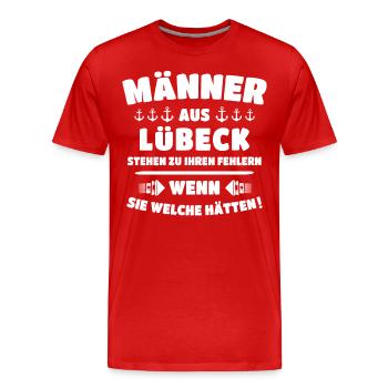 Lübeck Sprüche Hansestadt Luebeck - Männer Premium Bio T-Shirt - Rot - Vorne - Damien (186cm)