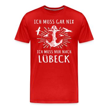 Lübeck Sprüche Hansestadt Luebeck - Männer Premium Bio T-Shirt - Rot - Vorne - Damien (186cm)