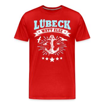 Lübeck Sprüche Hansestadt Luebeck - Männer Premium Bio T-Shirt - Rot - Vorne - Damien (186cm)