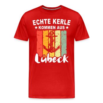 Lübeck Sprüche Hansestadt Luebeck - Männer Premium Bio T-Shirt - Rot - Vorne - Damien (186cm)