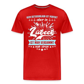 Lübeck Sprüche Hansestadt Luebeck - Männer Premium Bio T-Shirt - Rot - Vorne - Damien (186cm)