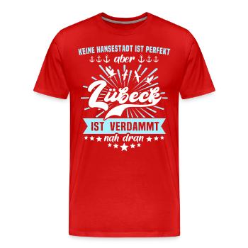 Lübeck Sprüche Hansestadt Luebeck - Männer Premium Bio T-Shirt - Rot - Vorne - Damien (186cm)