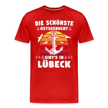 Lübeck Sprüche Hansestadt Luebeck - Männer Premium Bio T-Shirt - Rot - Vorne - Damien (186cm)