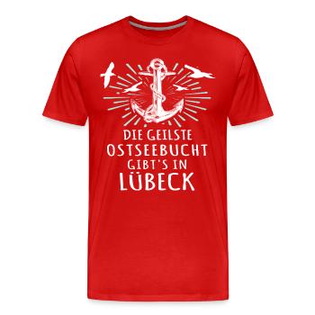 Lübeck Sprüche Hansestadt Luebeck - Männer Premium Bio T-Shirt - Rot - Vorne - Damien (186cm)
