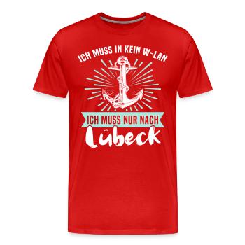 Lübeck Hansestadt Luebeck - Männer Premium Bio T-Shirt - Rot - Vorne - Damien (186cm)