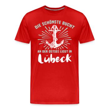 Lübeck Hansestadt Luebeck - Männer Premium Bio T-Shirt - Rot - Vorne - Damien (186cm)