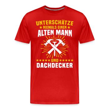Dachdecker Handwerker Dachdecken - Männer Premium Bio T-Shirt - Rot - Vorne - Damien (186cm)