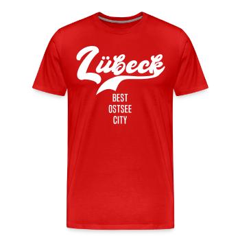 Lübeck Ostsee Sprüche Lübecker - Männer Premium Bio T-Shirt - Rot - Vorne - Damien (186cm)