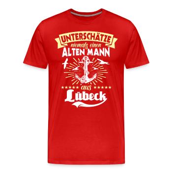 Lübeck Ostsee Sprüche Lübecker - Männer Premium Bio T-Shirt - Rot - Vorne - Damien (186cm)