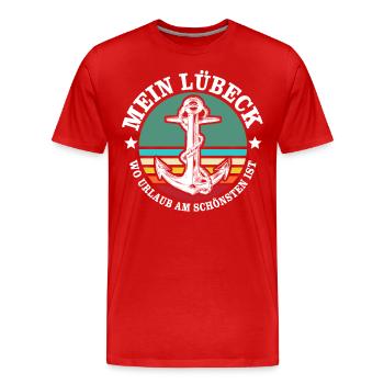 Lübeck Ostsee Sprüche Lübecker - Männer Premium Bio T-Shirt - Rot - Vorne - Damien (186cm)