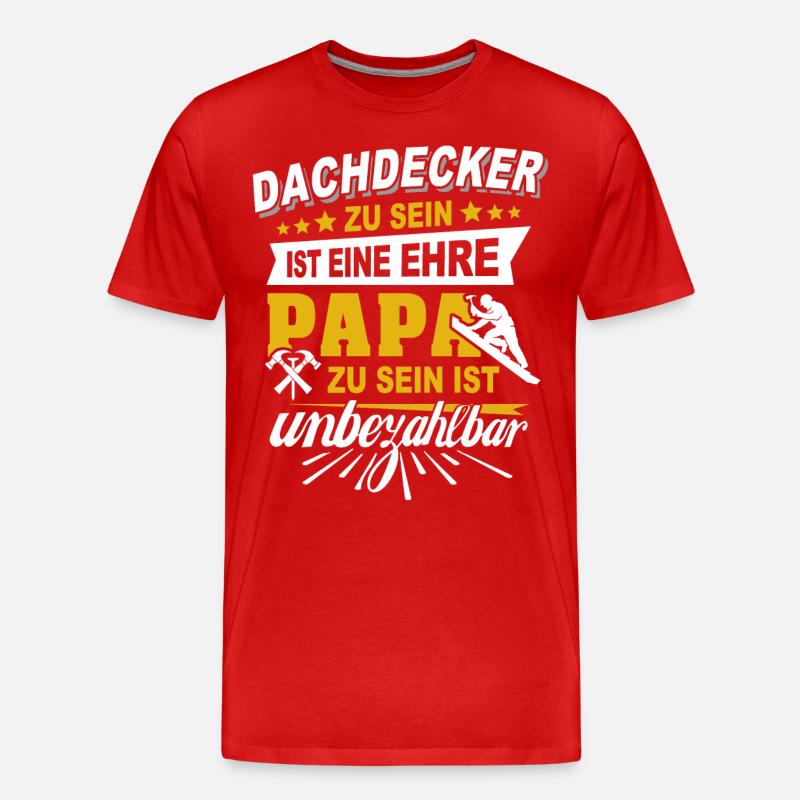 Dachdecker Papa Dachdecken Papas - Männer Premium Bio T-Shirt - Rot