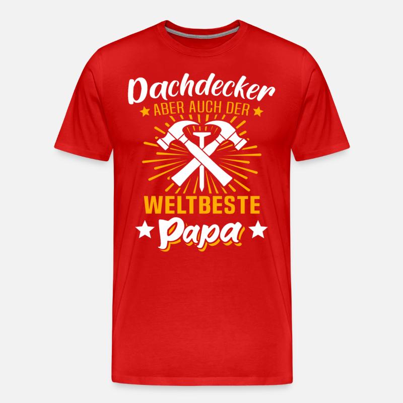 Dachdecker Papa Dachdecken Papas - Männer Premium Bio T-Shirt - Rot