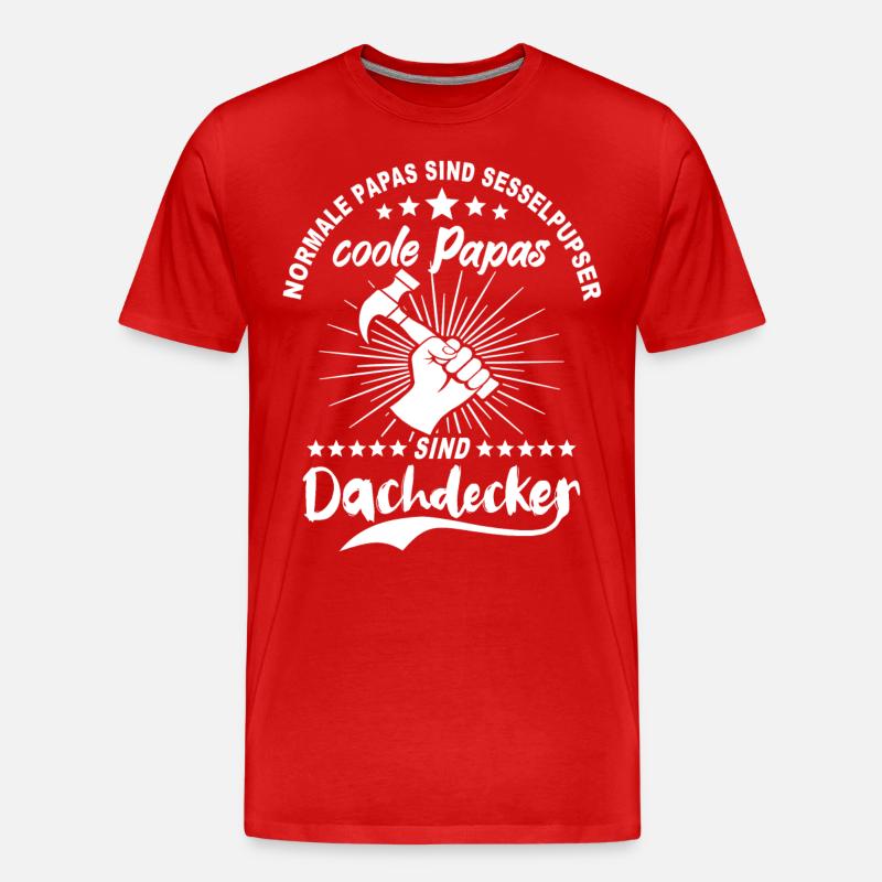Dachdecker Papa - Männer Premium Bio T-Shirt - Rot