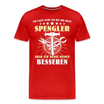 Bester Spengler Sprüche Bauspengler - Männer Premium Bio T-Shirt - Rot - Vorne - Damien (186cm)