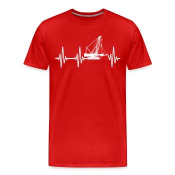 Opérateur de grue ECG Conducteur de grue Heartline - T-shirt bio Premium Homme - rouge - Devant - Damien (186cm)