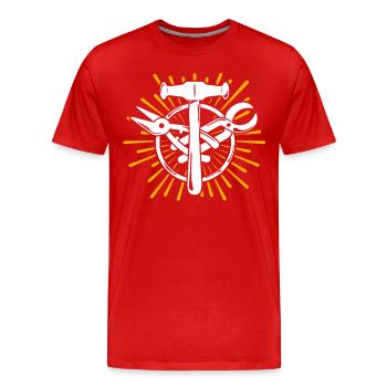 Signe de guilde Spengler Bauspengler - T-shirt bio Premium Homme - rouge - Devant - Damien (186cm)