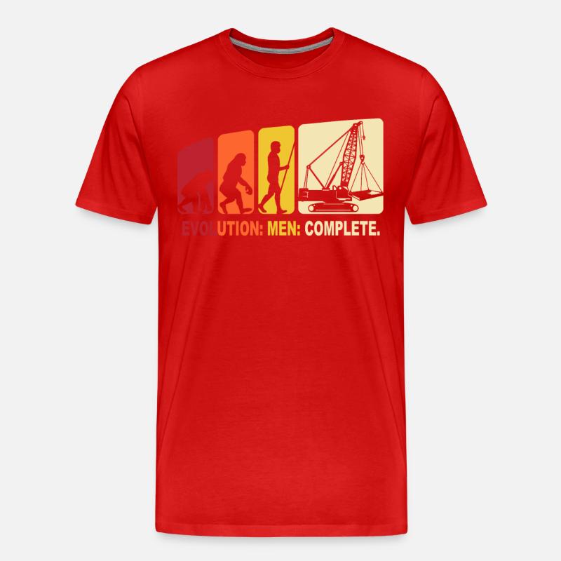 Kranführer Evolution Kranfahrer - Männer Premium Bio T-Shirt - Rot