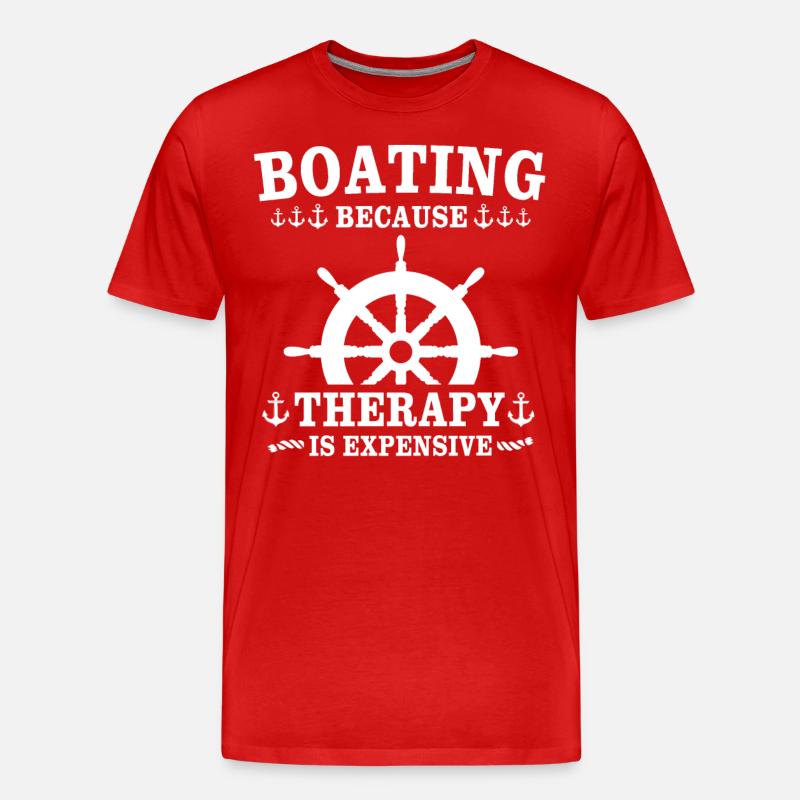 Captain Boating Therapy - Männer Premium Bio T-Shirt - Rot