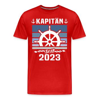 Kapitän 2023 Bootsführerschein Boot - Männer Premium Bio T-Shirt - Rot - Vorne - Damien (186cm)