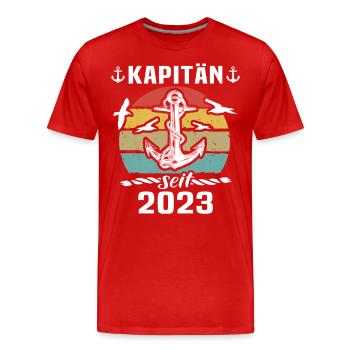 Kapitän 2023 Bootsführerschein Boot - Männer Premium Bio T-Shirt - Rot - Vorne - Damien (186cm)