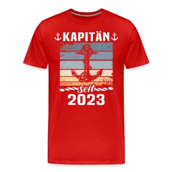 Kapitän 2023 Bootsführerschein Boot - Männer Premium Bio T-Shirt - Rot - Vorne - Damien (186cm)
