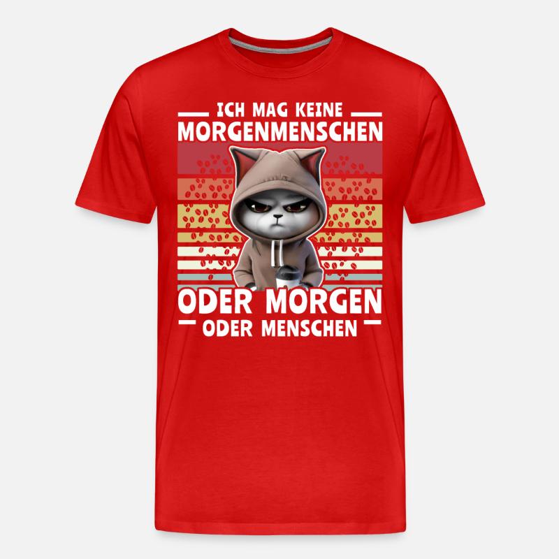 Katze Kaffee Morgenmenschen - Männer Premium Bio T-Shirt - Rot