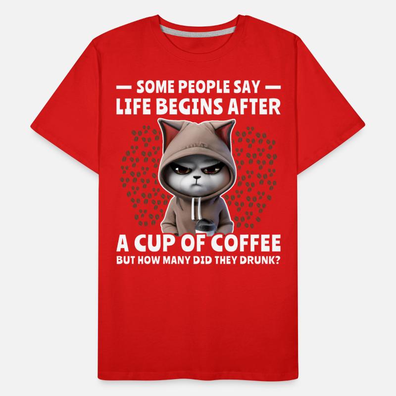 Coffee Cat Coffee Drinker Men's Premium Organic T-Shirt