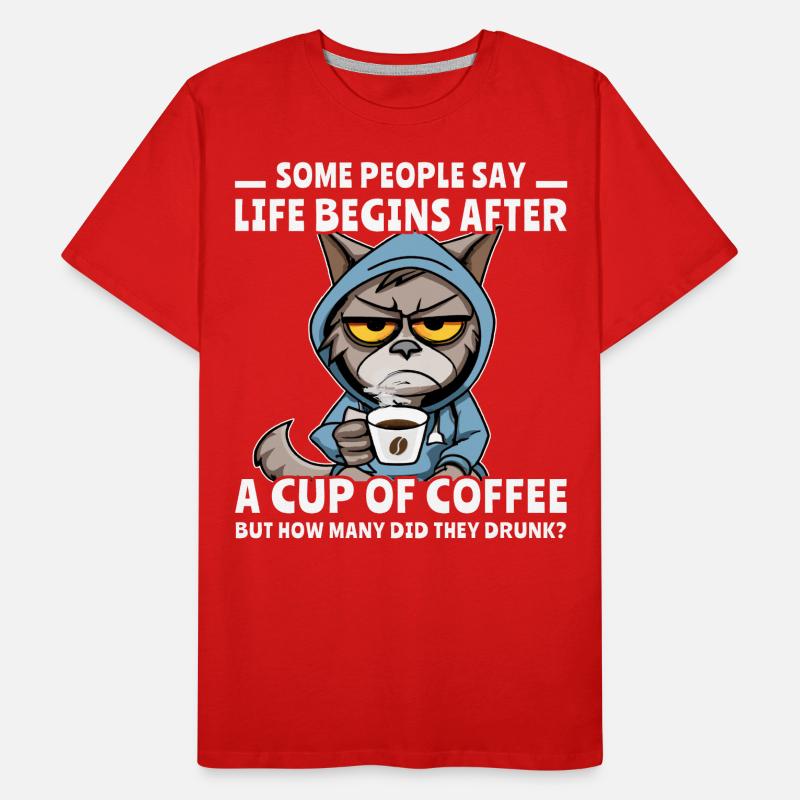 Kaffee Katze Kaffeetrinker Männer Premium Bio T-Shirt