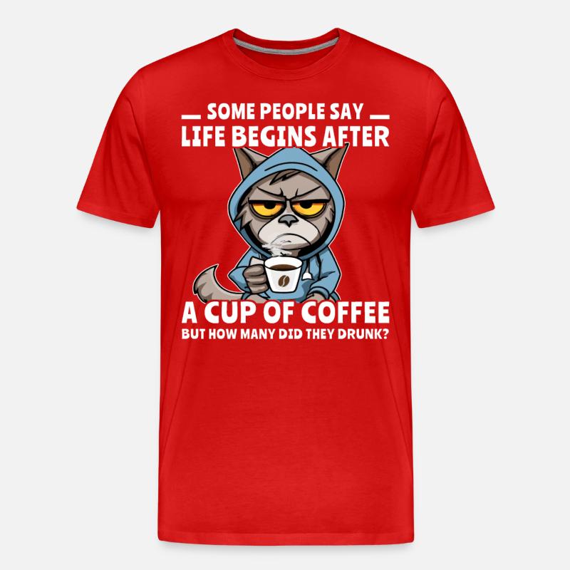 Kaffee Katze Kaffeetrinker - Männer Premium Bio T-Shirt - Rot