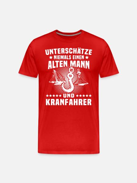 Kranfahrer Kran Kranfuehrer - Männer Premium Bio T-Shirt - Rot