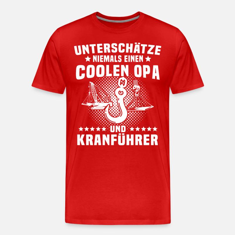 Kranführer Opa Kranfahrer - Männer Premium Bio T-Shirt - Rot