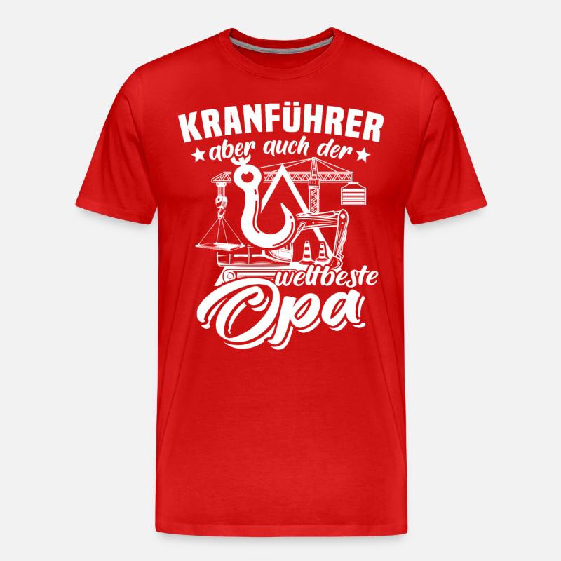 Kranfahrer Opa Kran - Männer Premium Bio T-Shirt - Rot